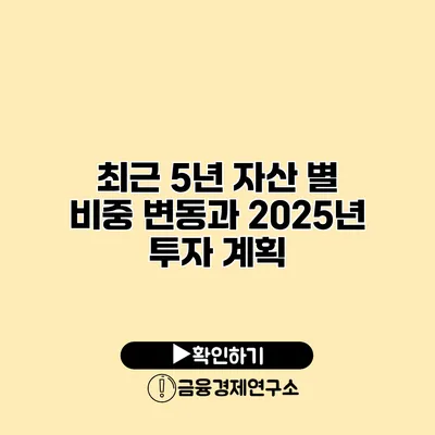 최근 5년 자산 별 비중 변동과 2025년 투자 계획