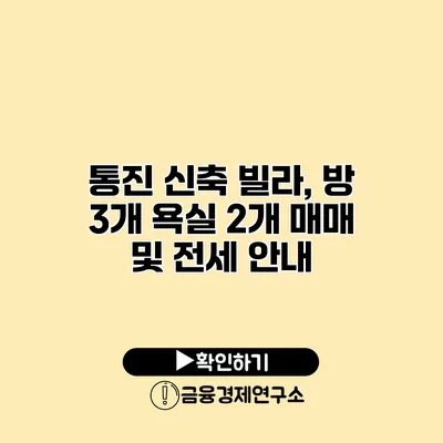 통진 신축 빌라, 방 3개 욕실 2개 매매 및 전세 안내
