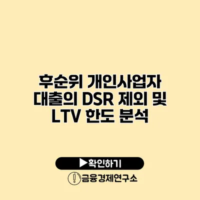 후순위 개인사업자 대출의 DSR 제외 및 LTV 한도 분석