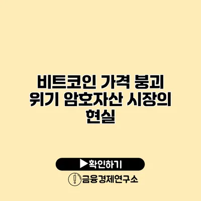 비트코인 가격 붕괴 위기? 암호자산 시장의 현실