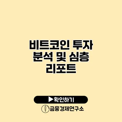 비트코인 투자 분석 및 심층 리포트